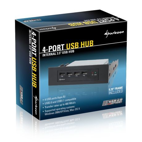 Sharkoon Hub USB 4 puertos interno 3,5" carcasa PC caja