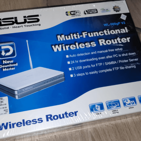 ASUS WL-500gP V2 Router wifi DD-WRT OpenWRT caja frente