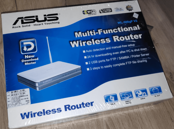 ASUS WL-500gP V2 Router wifi DD-WRT OpenWRT caja frente